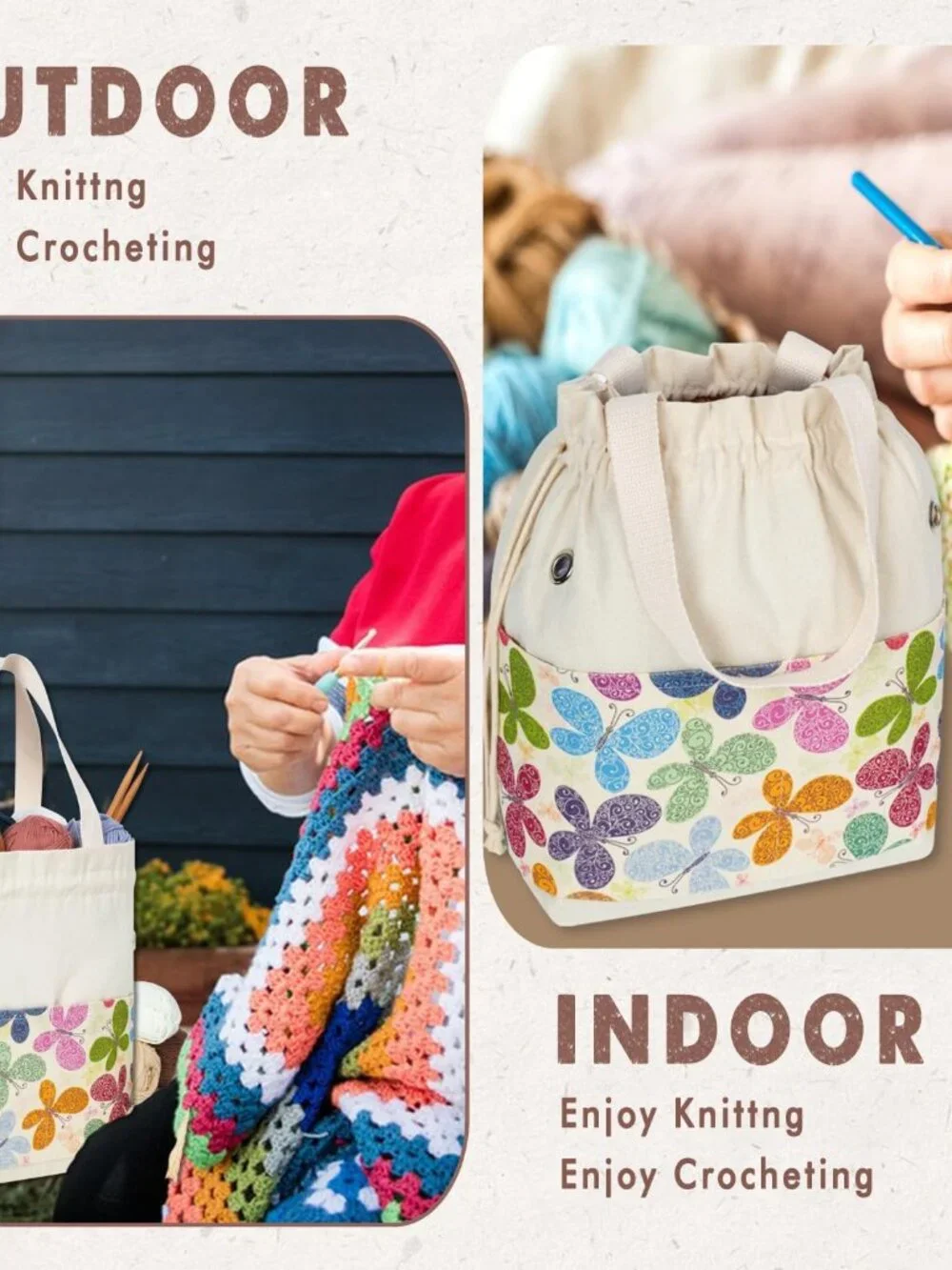 Yarn Bag, Knitting Crochet Tote Bag, Yarn Storage Bags Organizer, Crochet Bags f - Picture 7 of 9